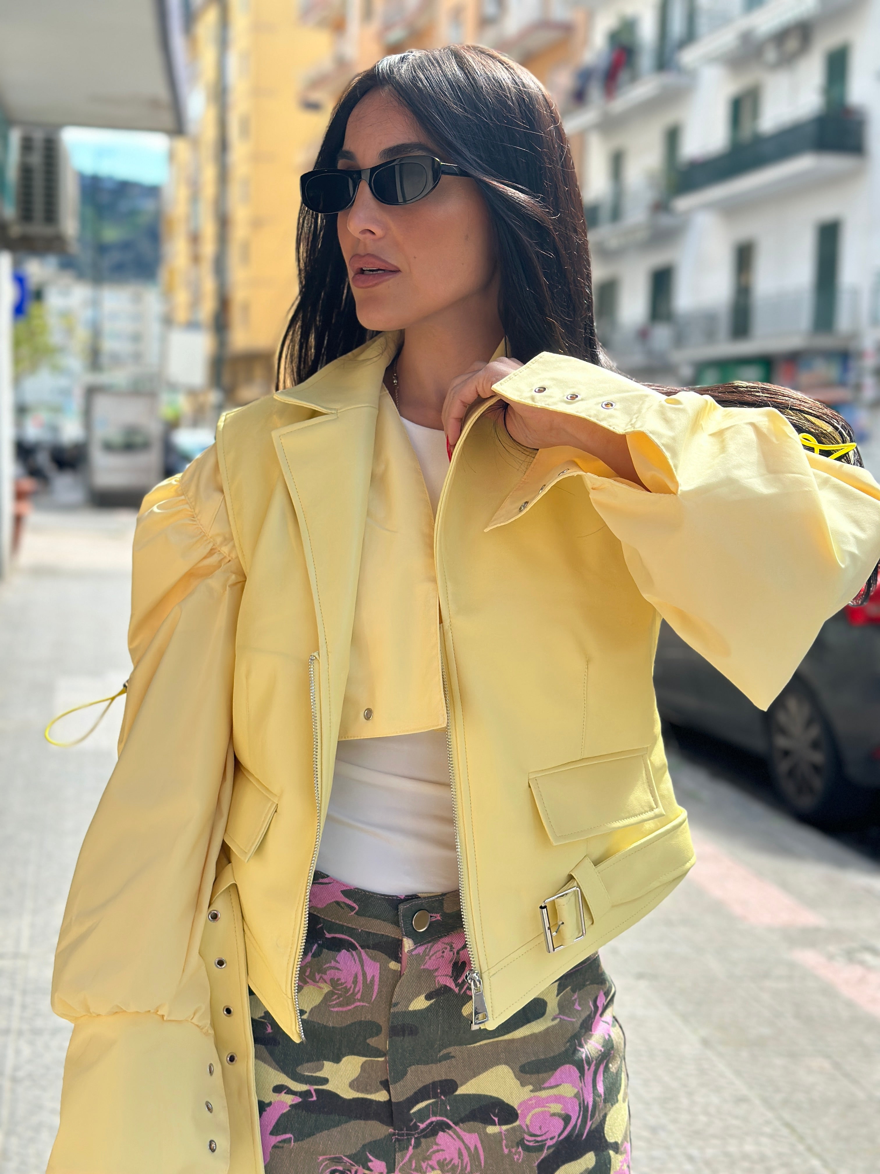 Giubbotto Smanicato Ecopelle Yellow