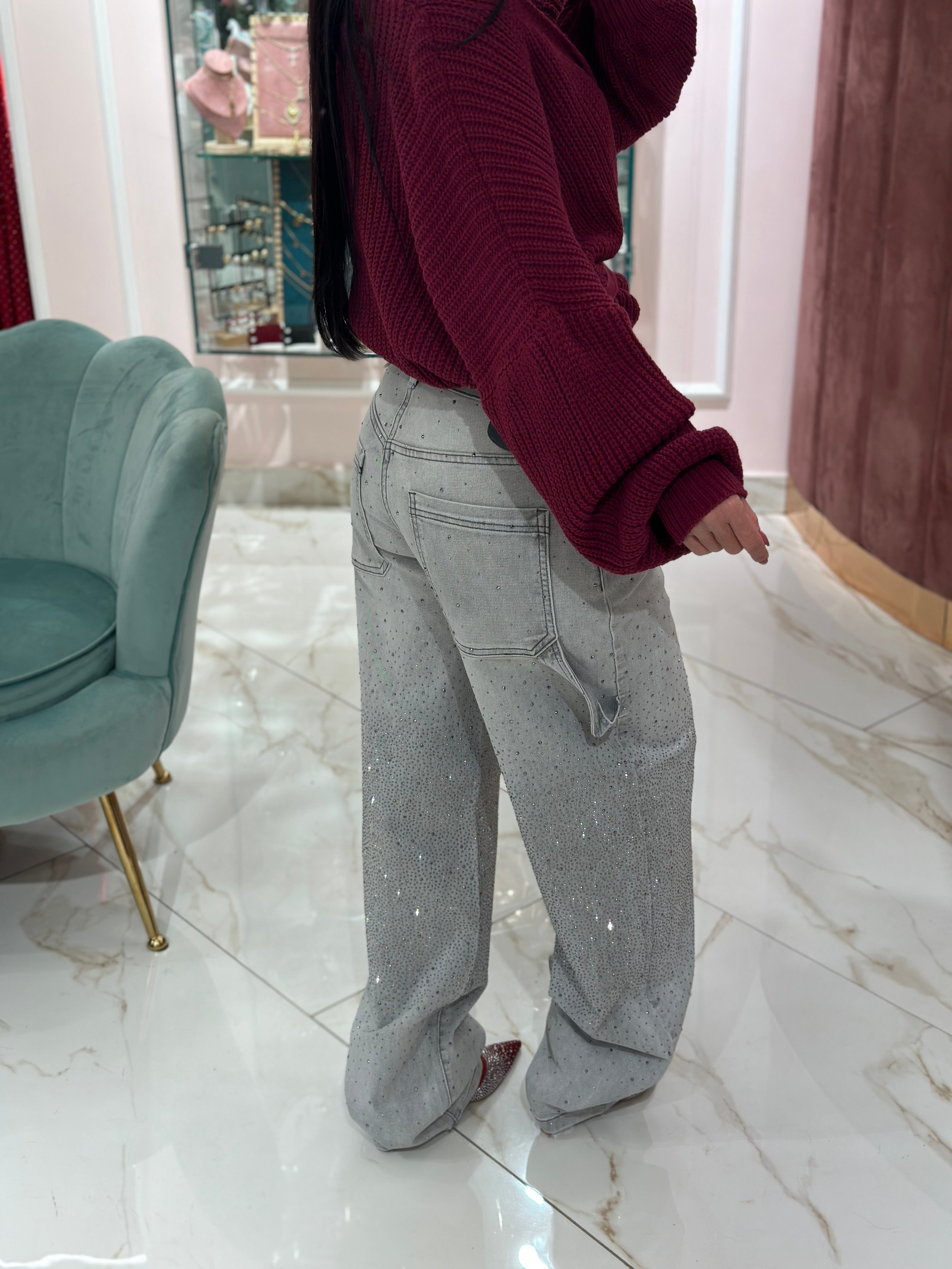 Jeans Baggy Strass