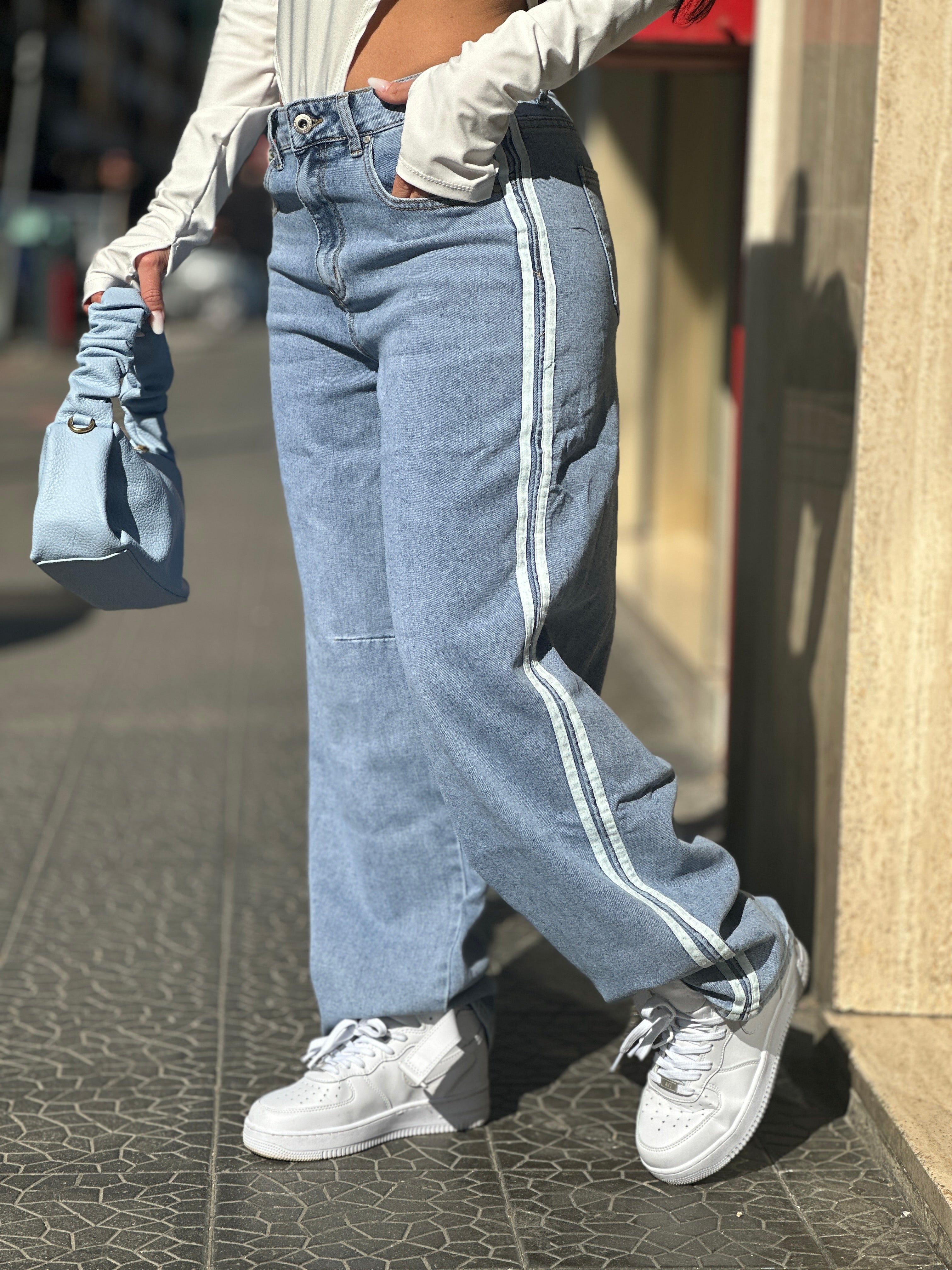 Jeans Strisce Laterali