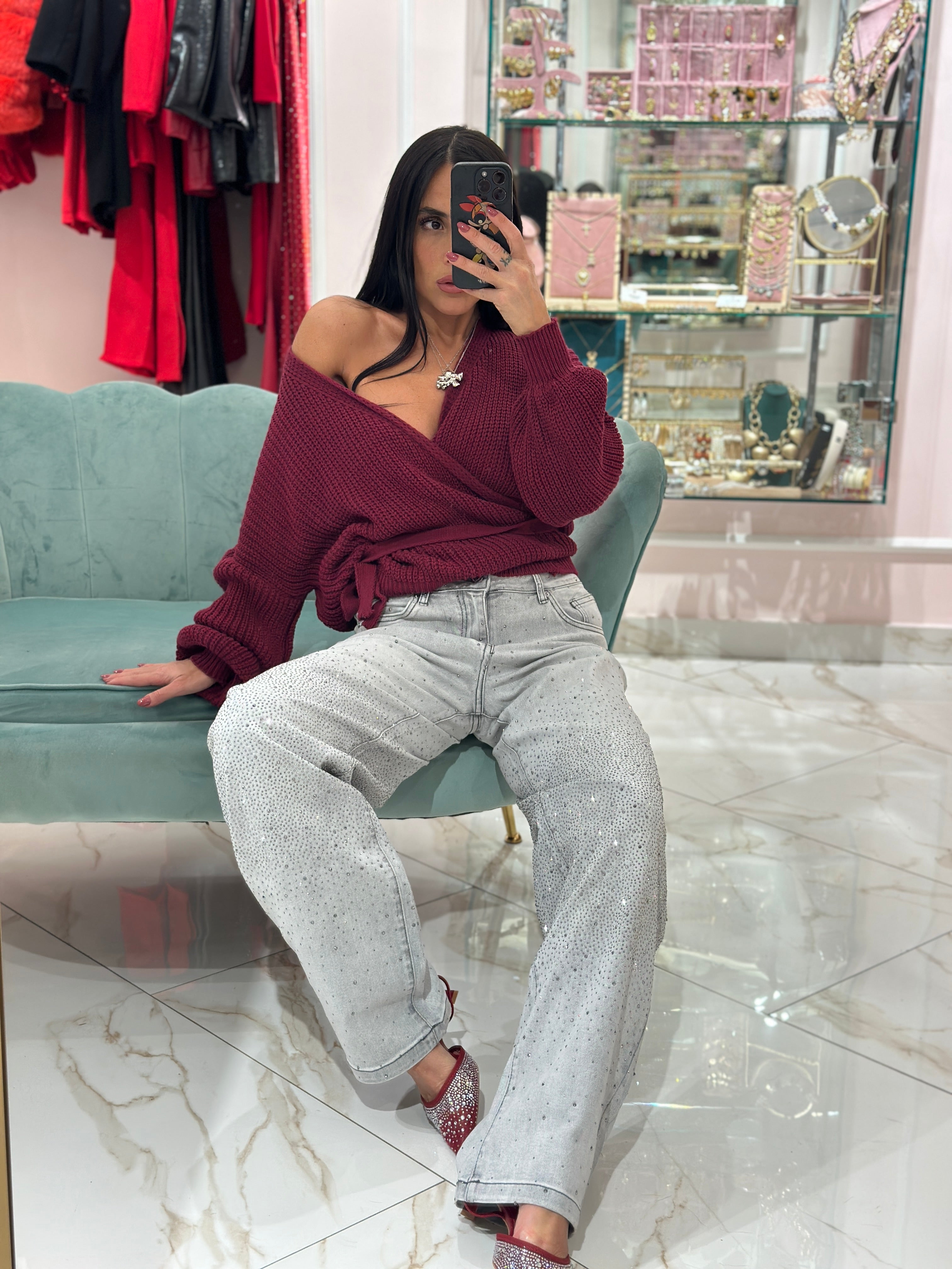 Jeans Baggy Strass