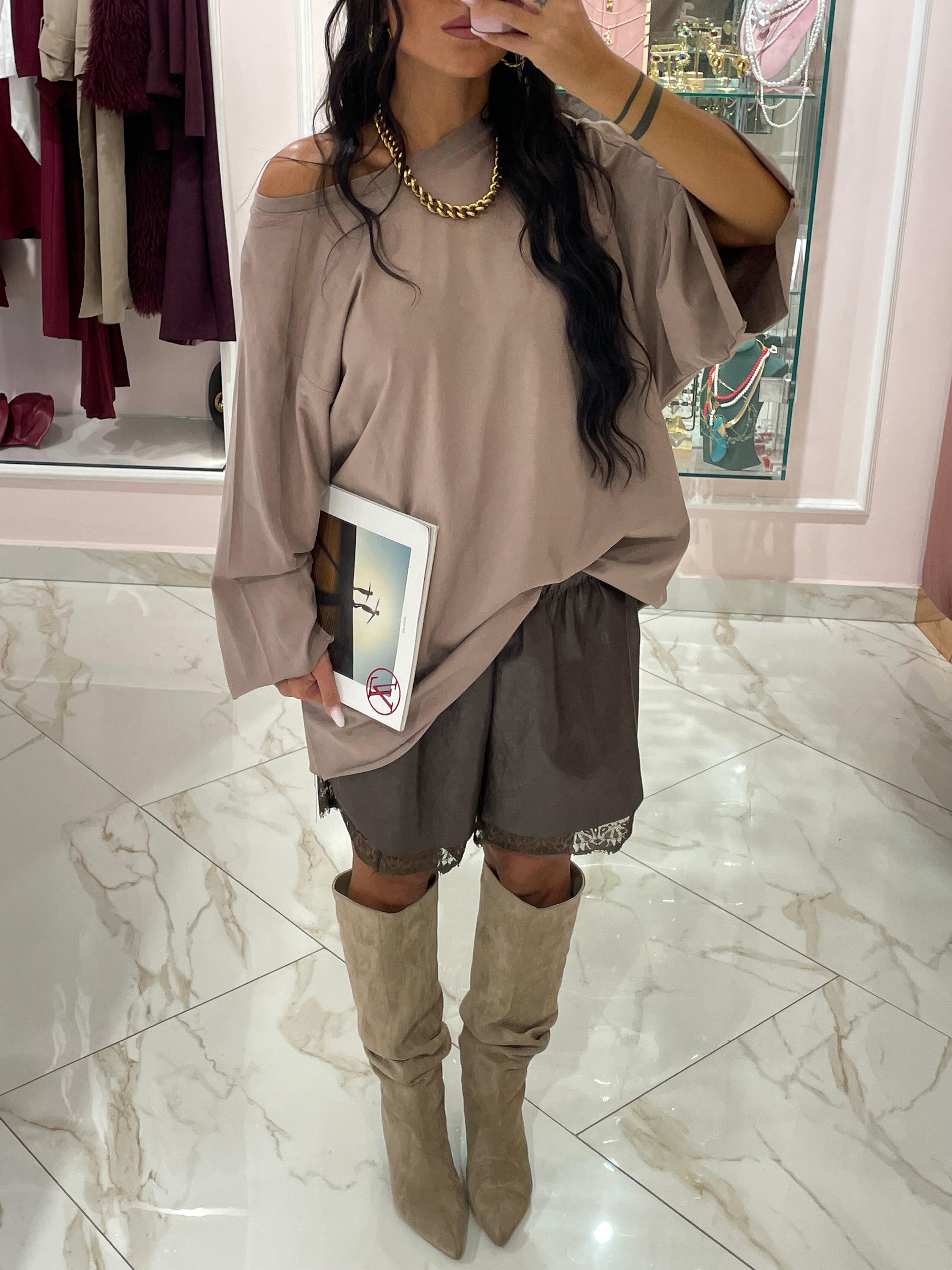 Shorts Ecopelle con Ricami