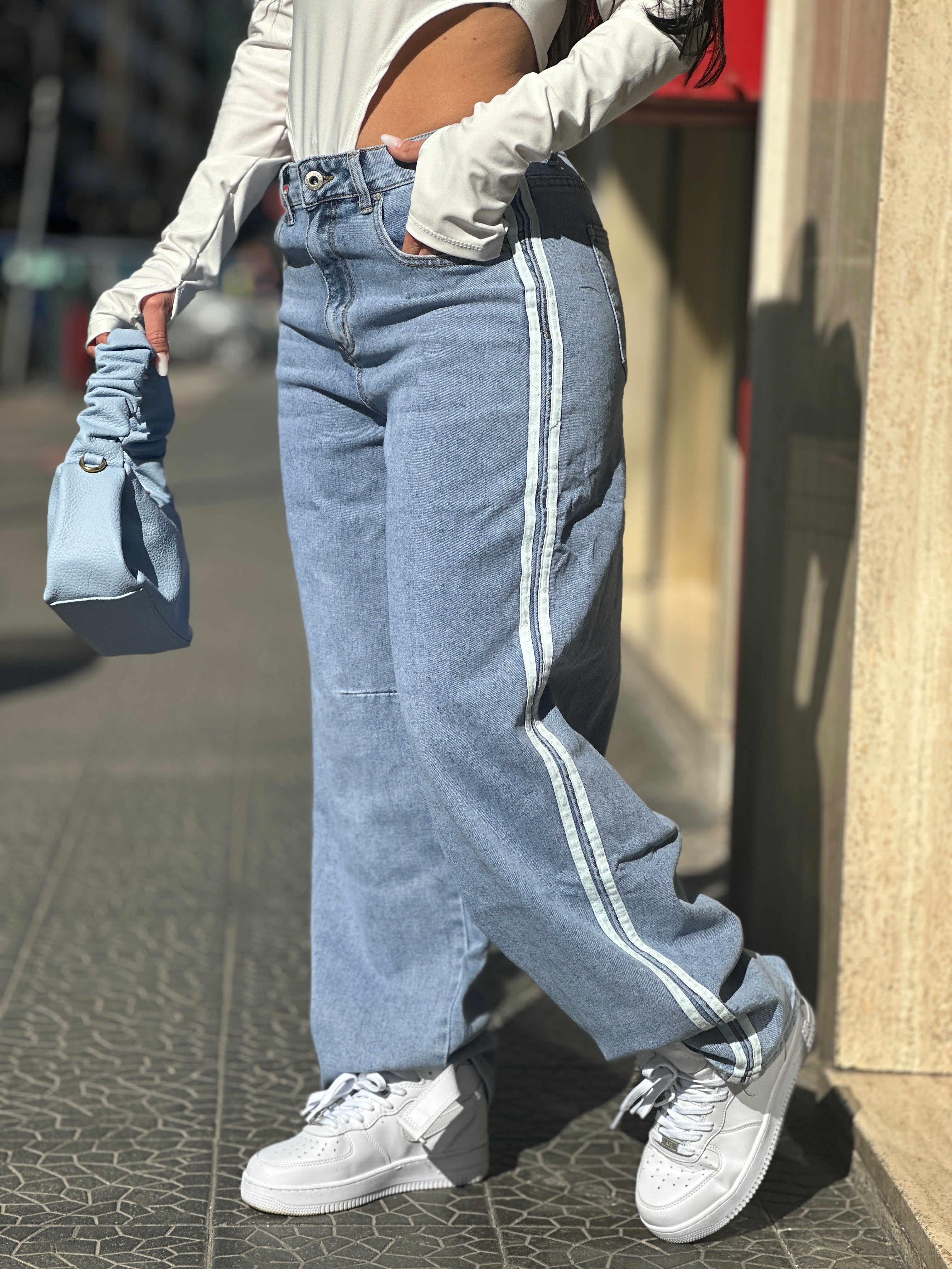 Jeans Strisce Laterali
