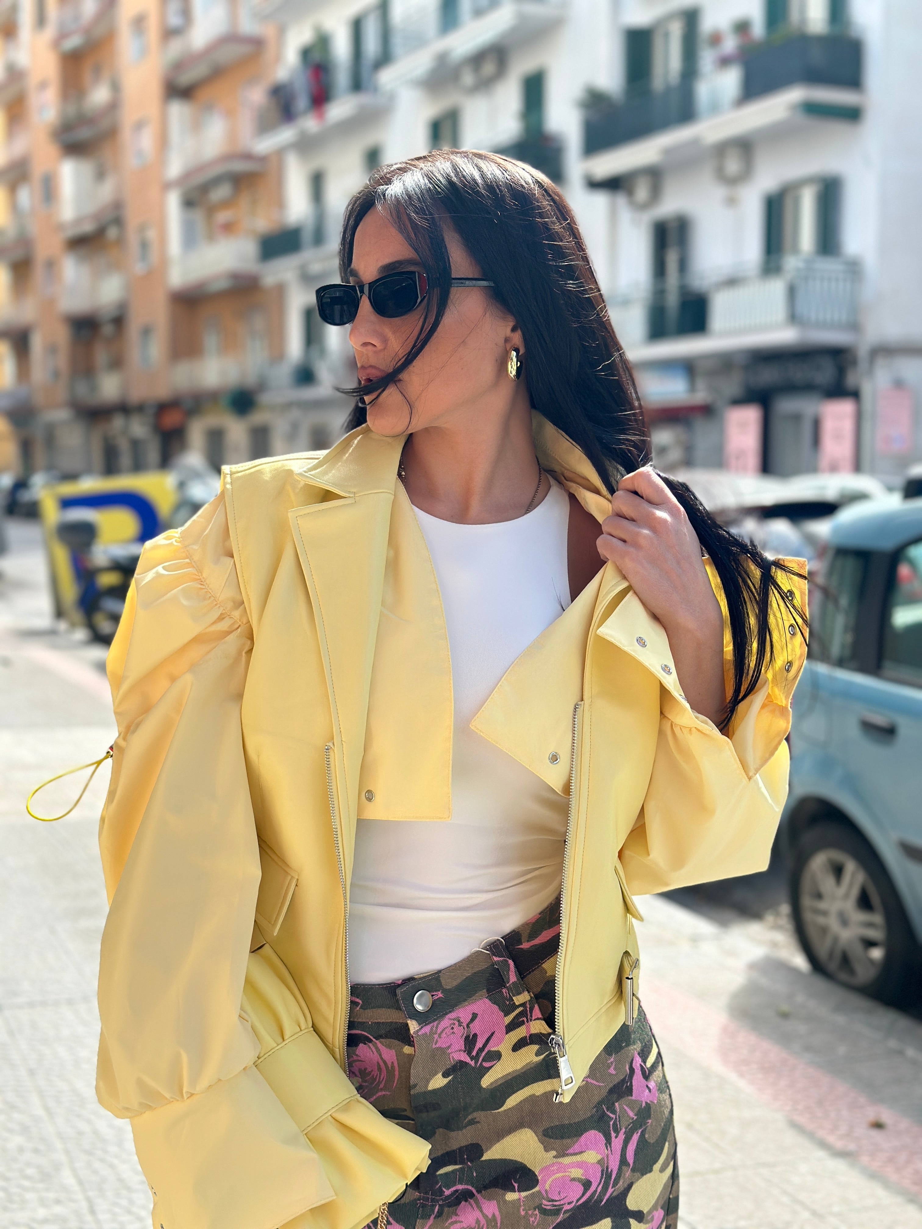Giubbotto Smanicato Ecopelle Yellow
