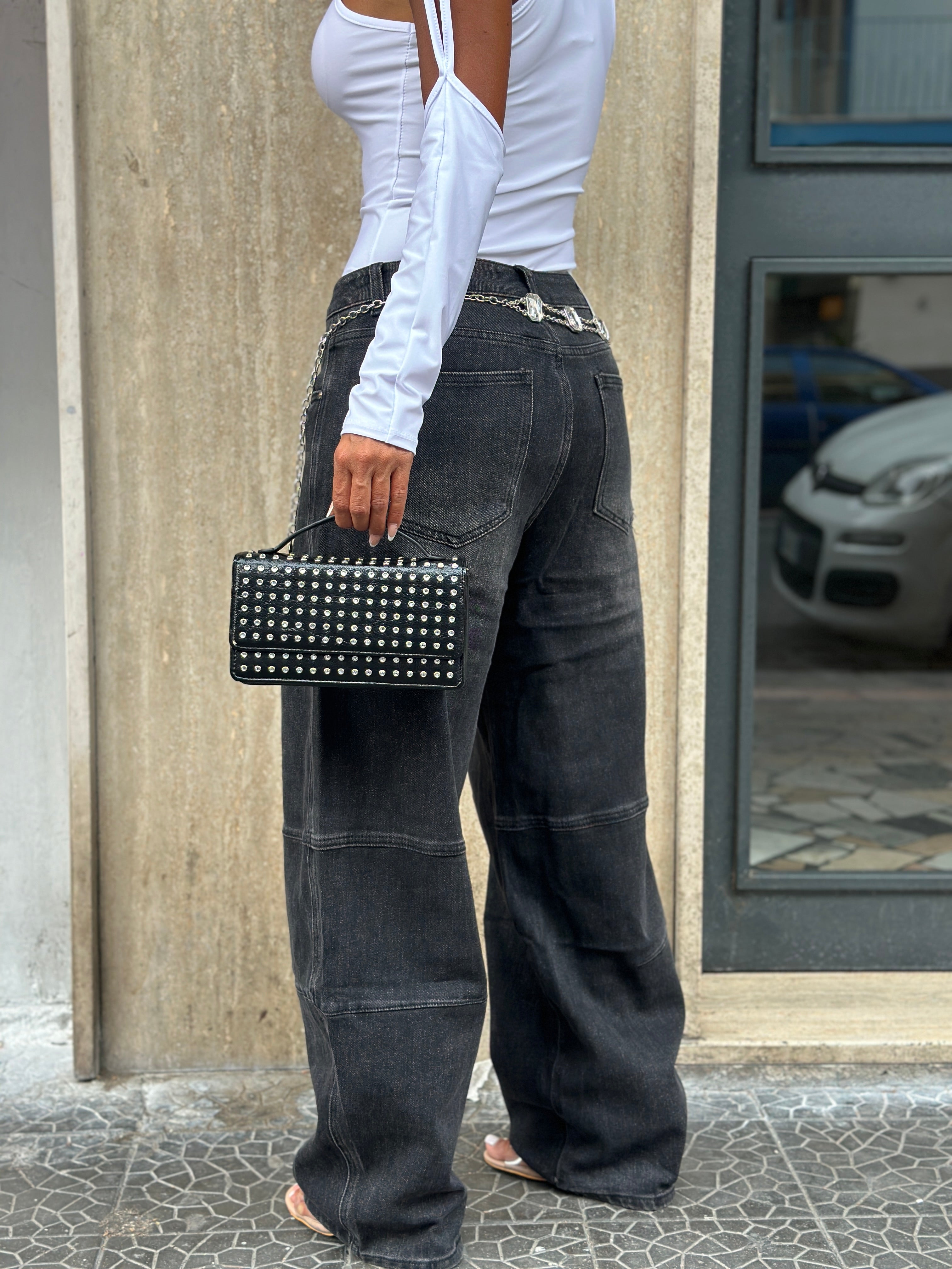Jeans Balloon Grigio Sfumato