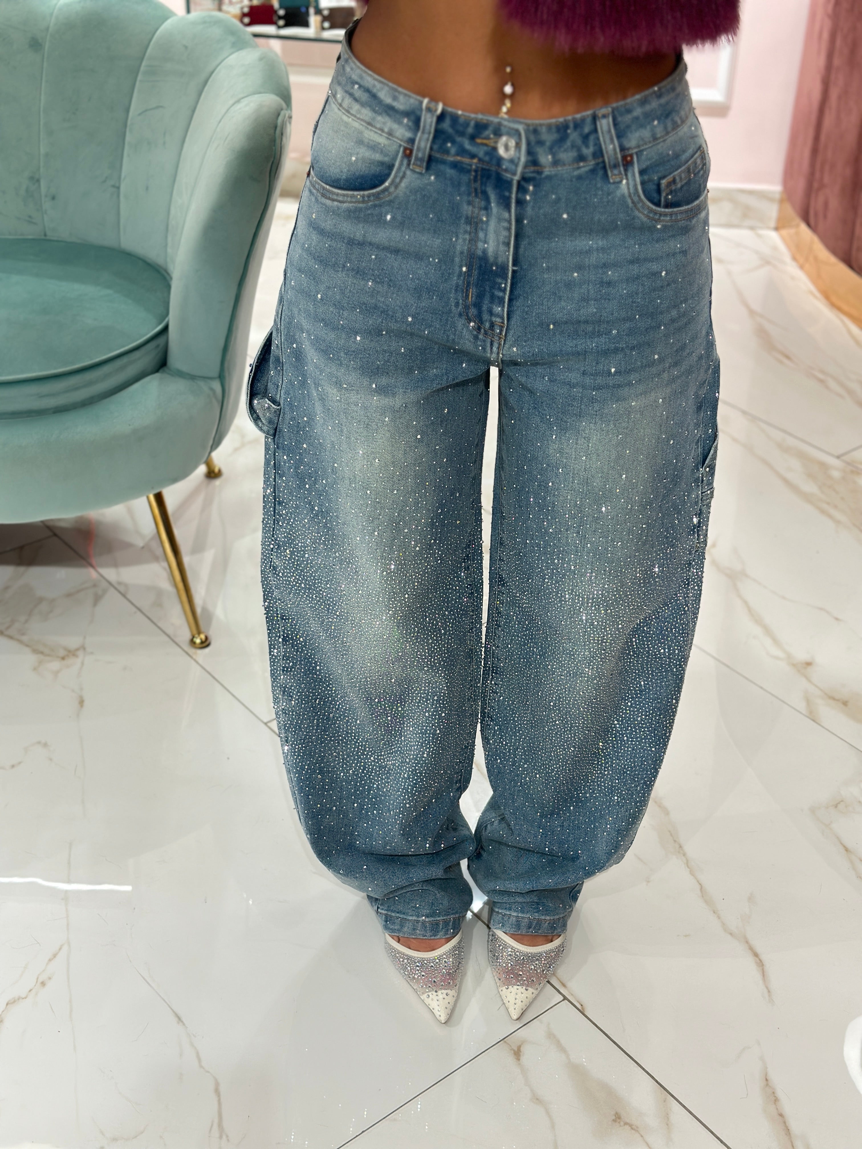 Jeans Baggy Strass
