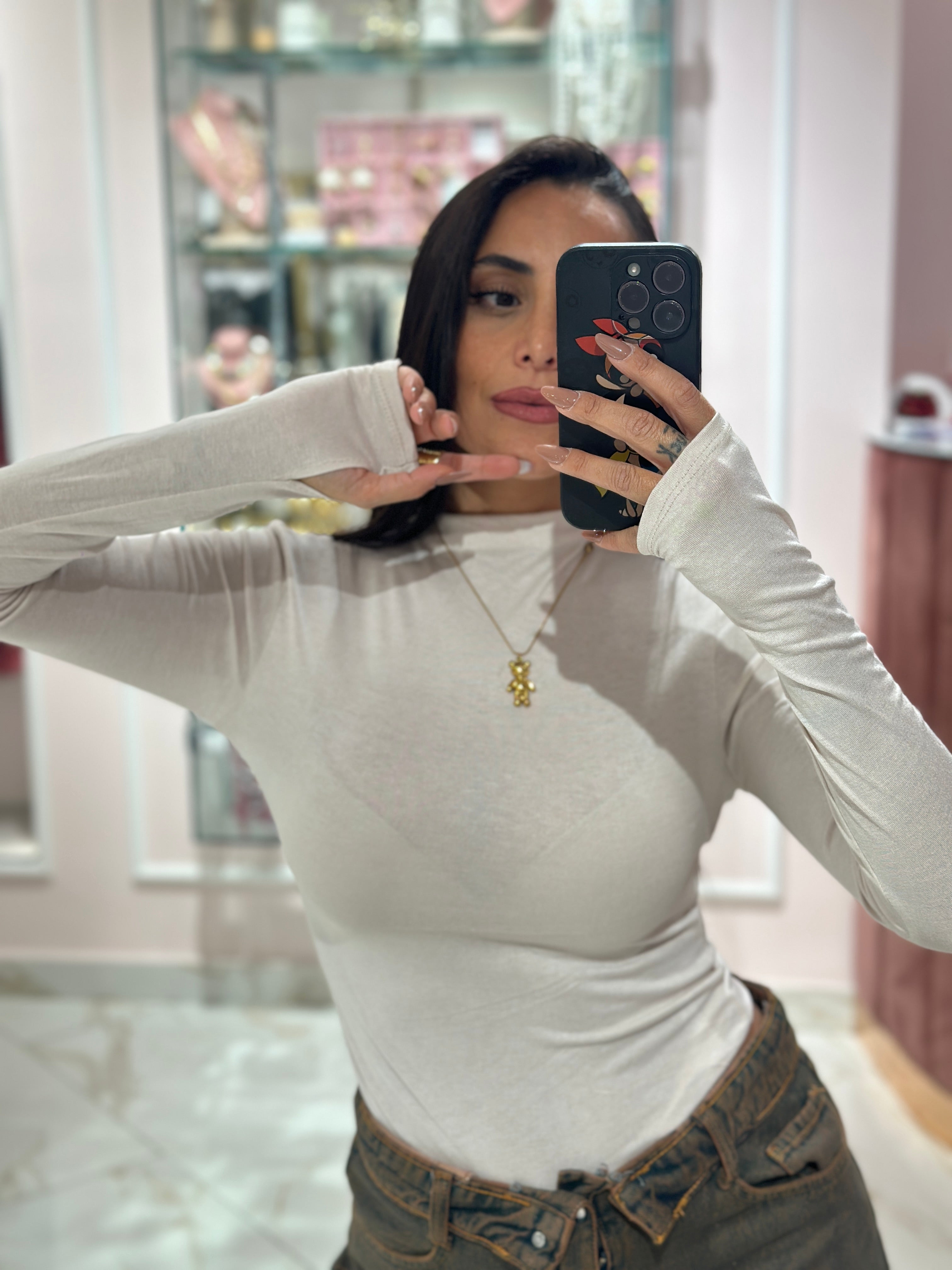 Body semitrasparente mezzo collo