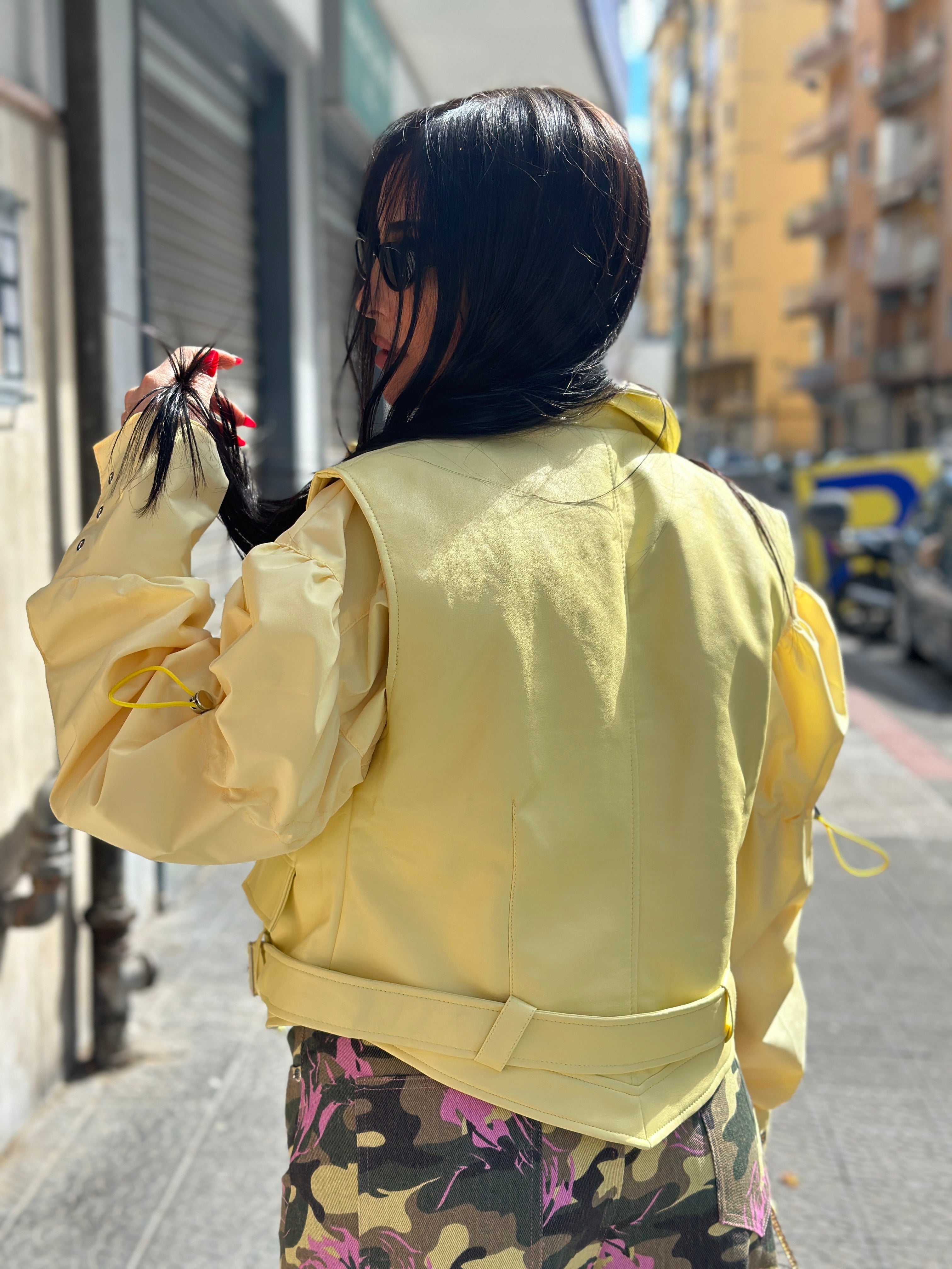 Giubbotto Smanicato Ecopelle Yellow