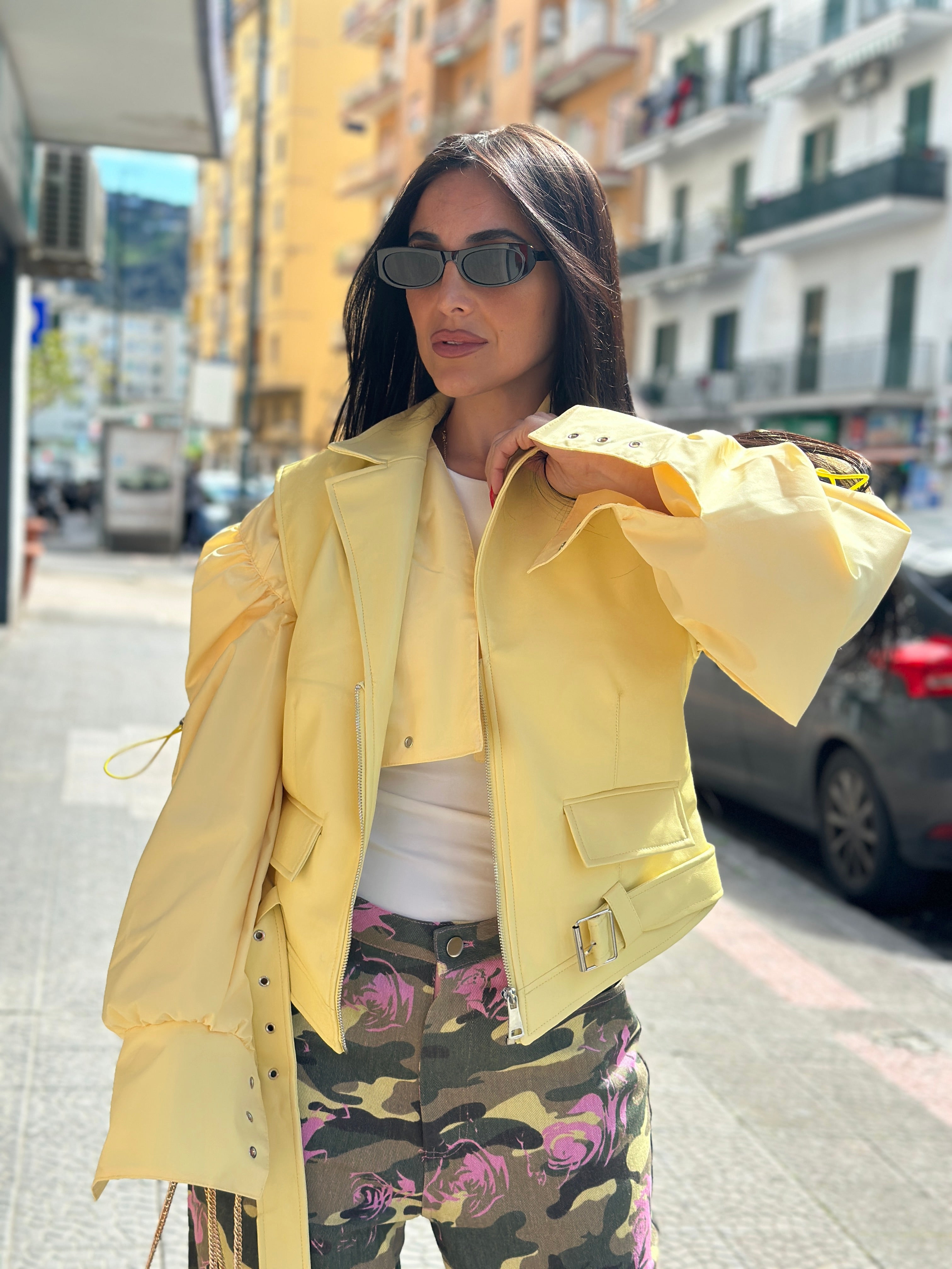 Giubbotto Smanicato Ecopelle Yellow