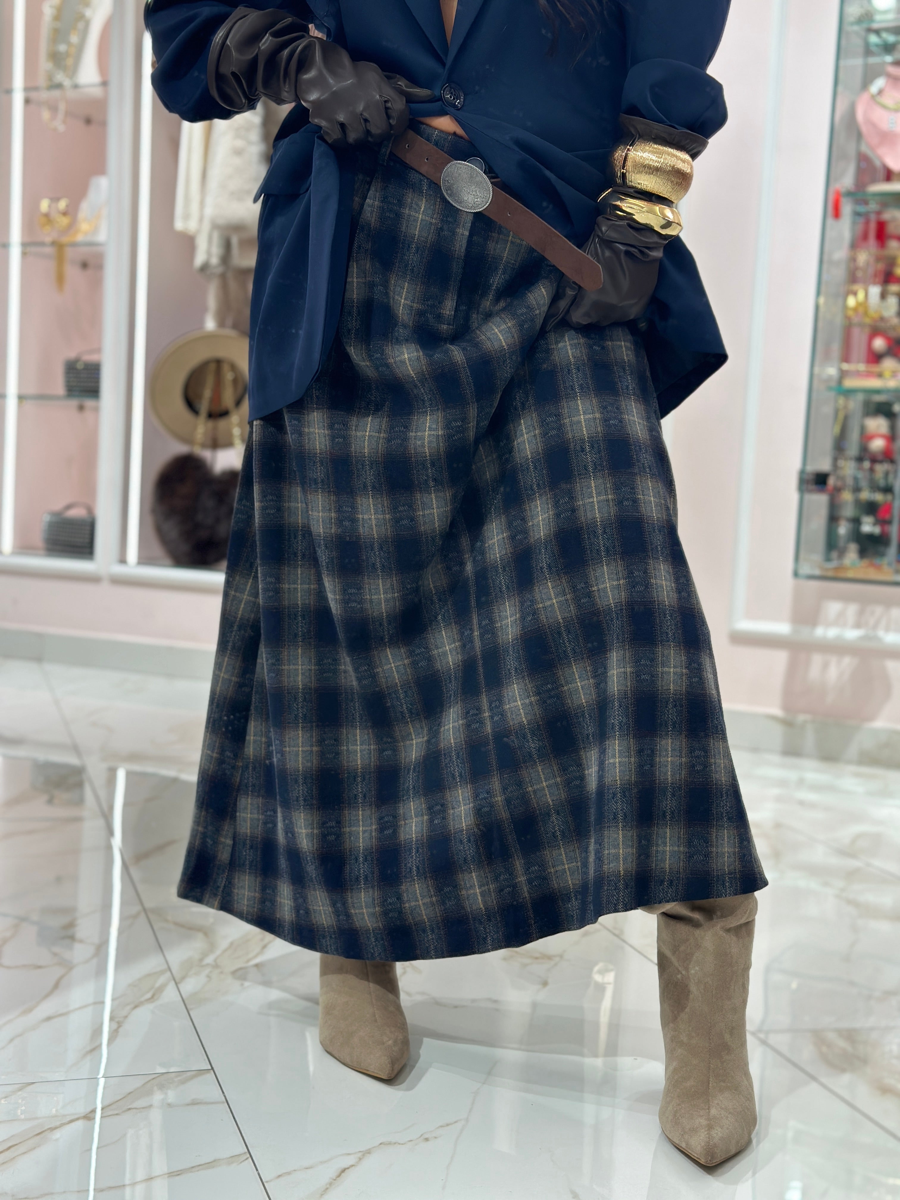 Gonna Quadroni con Cintura