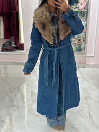 Cappotto Denim con Pelliccia
