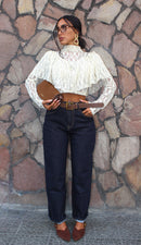 Jeans Mom Fit Zero Con Cintura