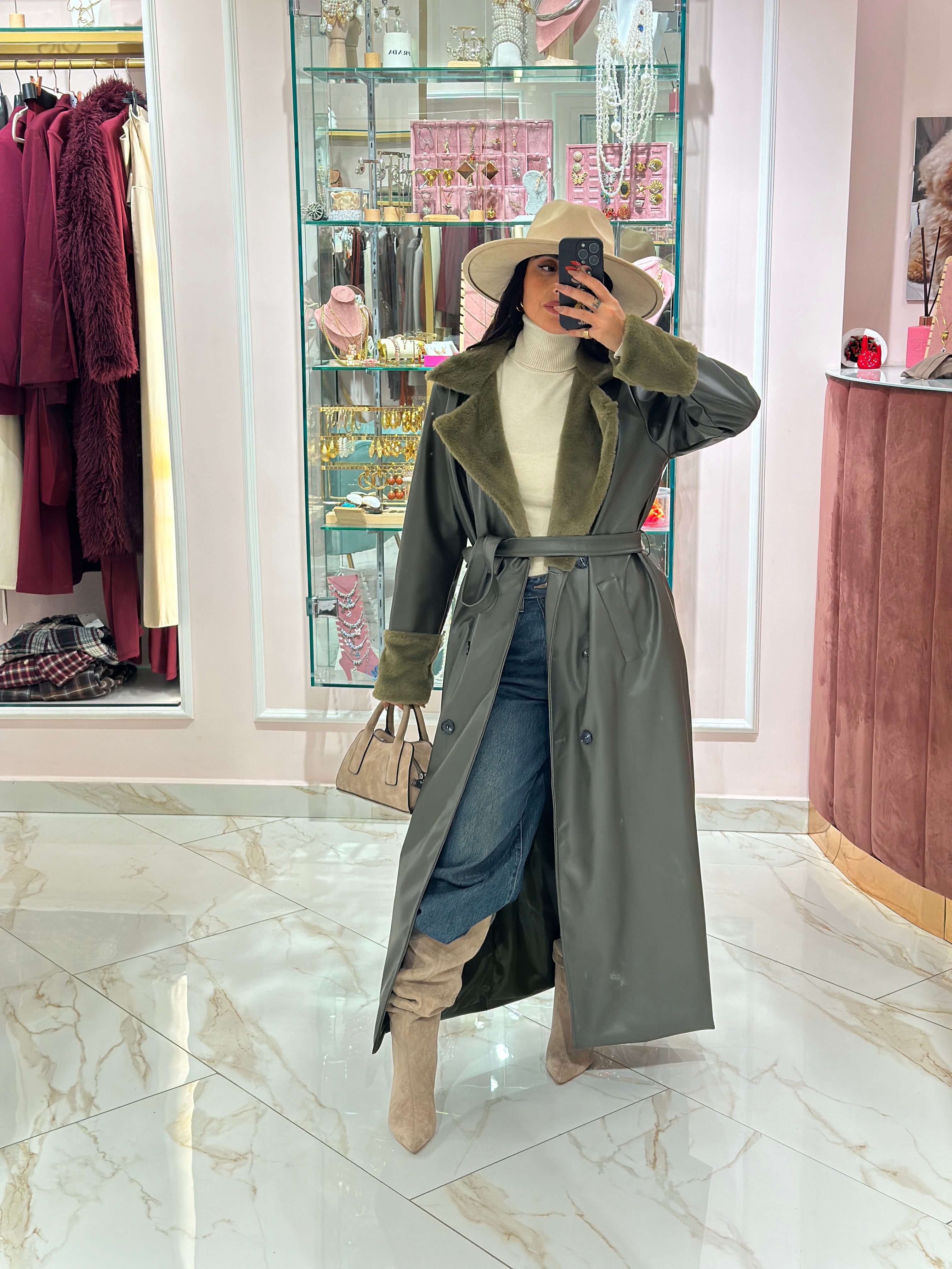 Trench Ecopelle Con Pelliccia