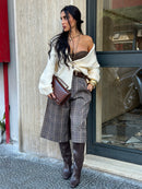 Bermuda Coffee Quadri Con Cintura