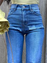 Jeans effetto shorts