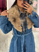Cappotto Denim con Pelliccia