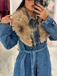 Cappotto Denim con Pelliccia