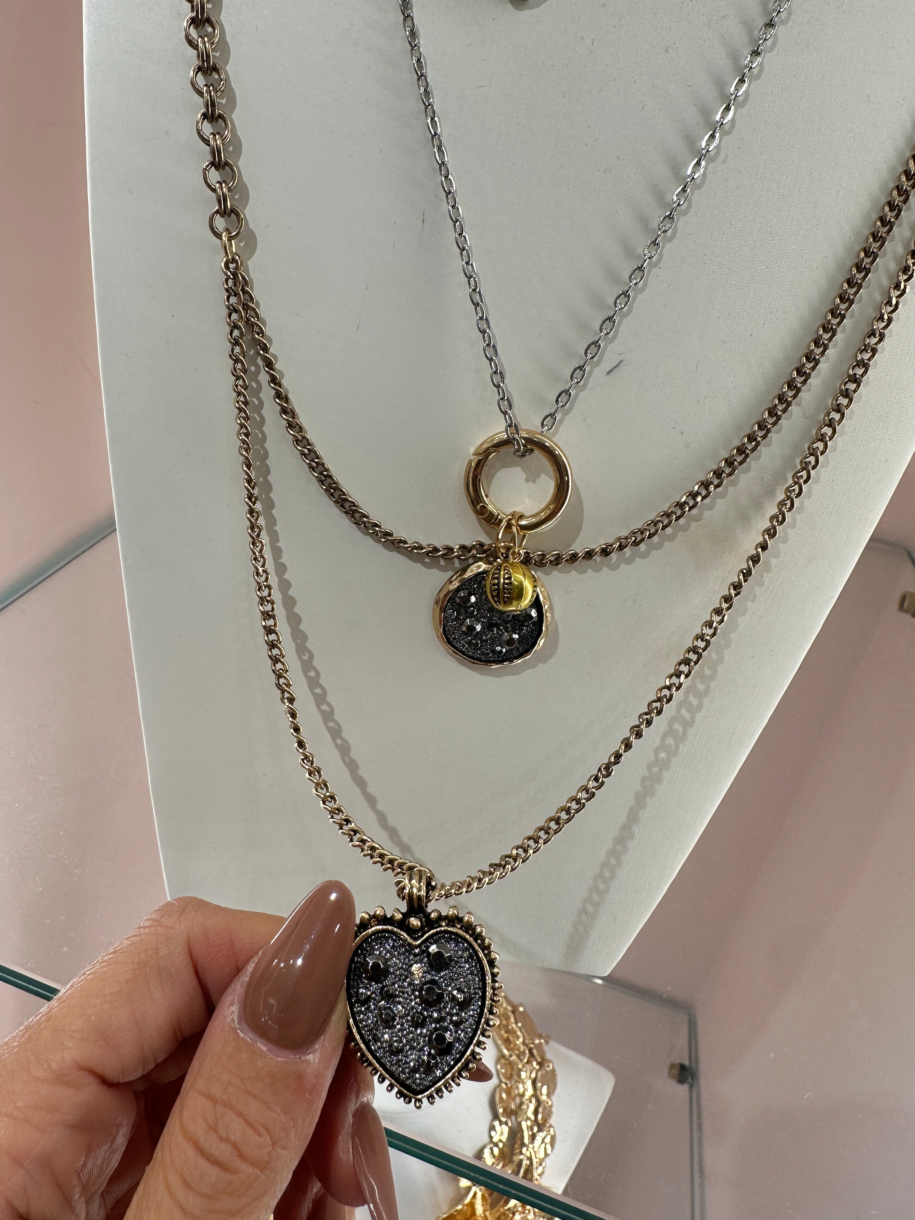 Collana a 3 Fili con Pendenti