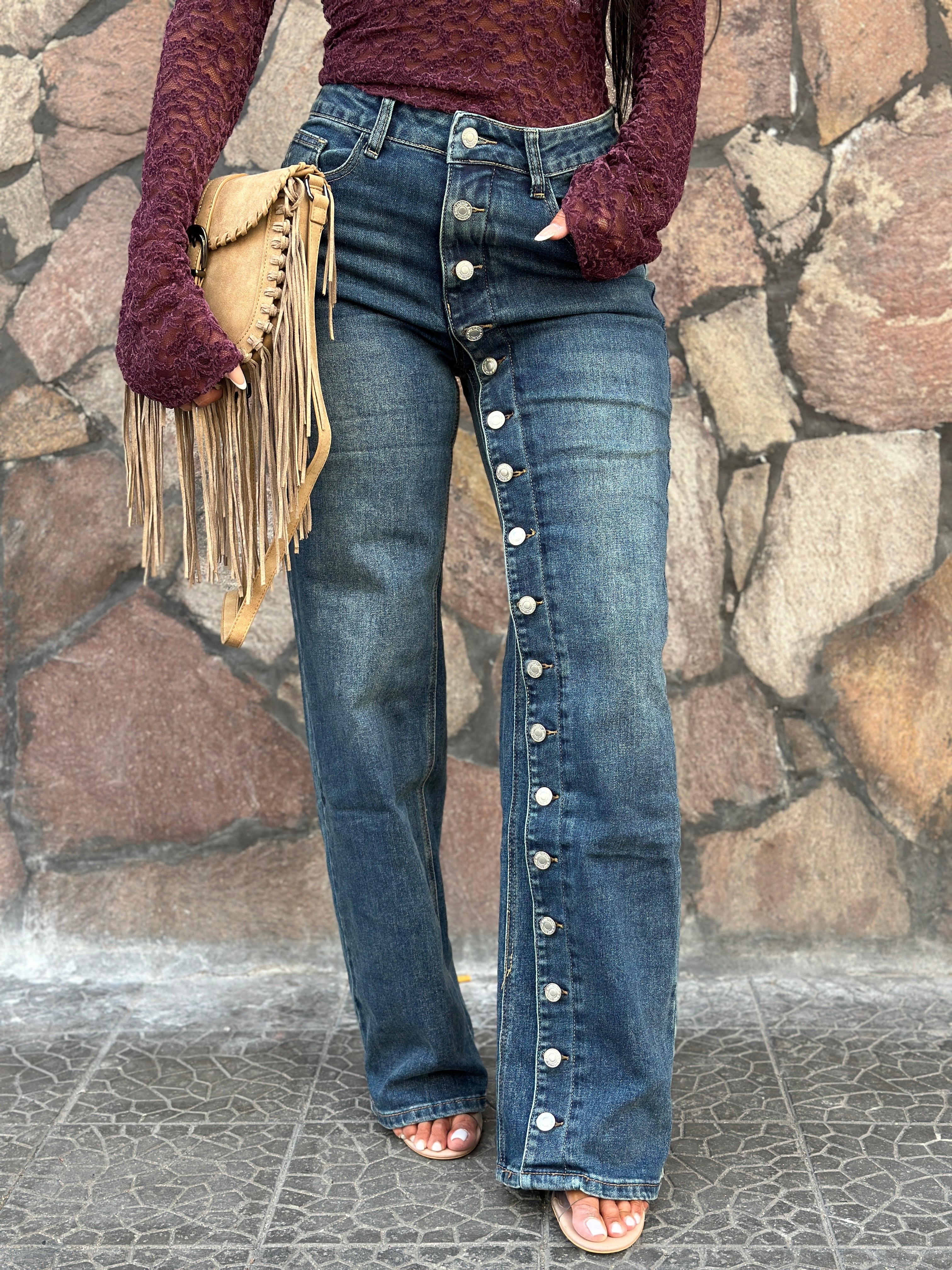 Jeans Palazzo Bottoni