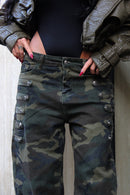 Jeans Baggy Fit Mimetico Bottoni Laterali