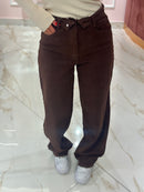 Jeans Bustino Risvolto Marrone