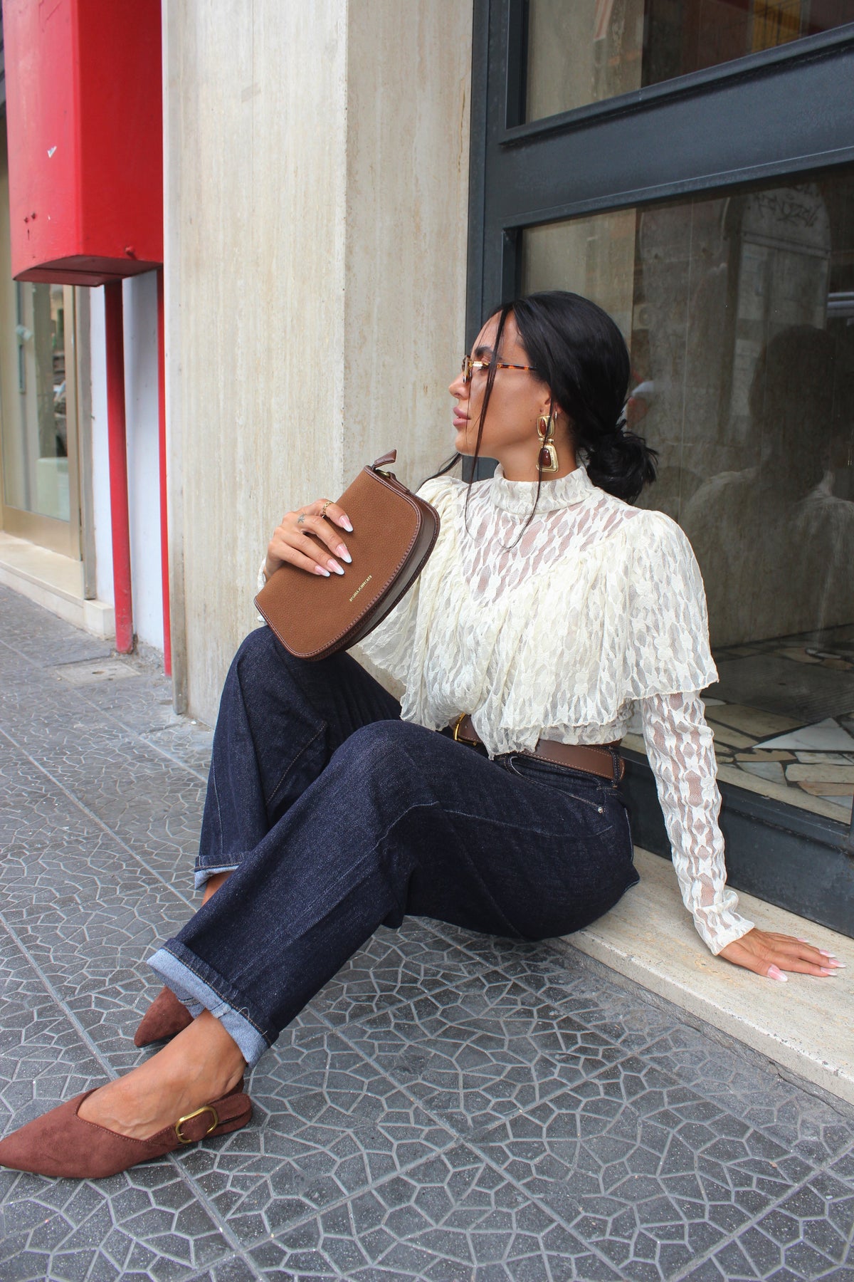 Jeans Mom Fit Zero Con Cintura