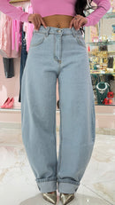 Jeans Balloon Naomi Tasca Strass Rosa