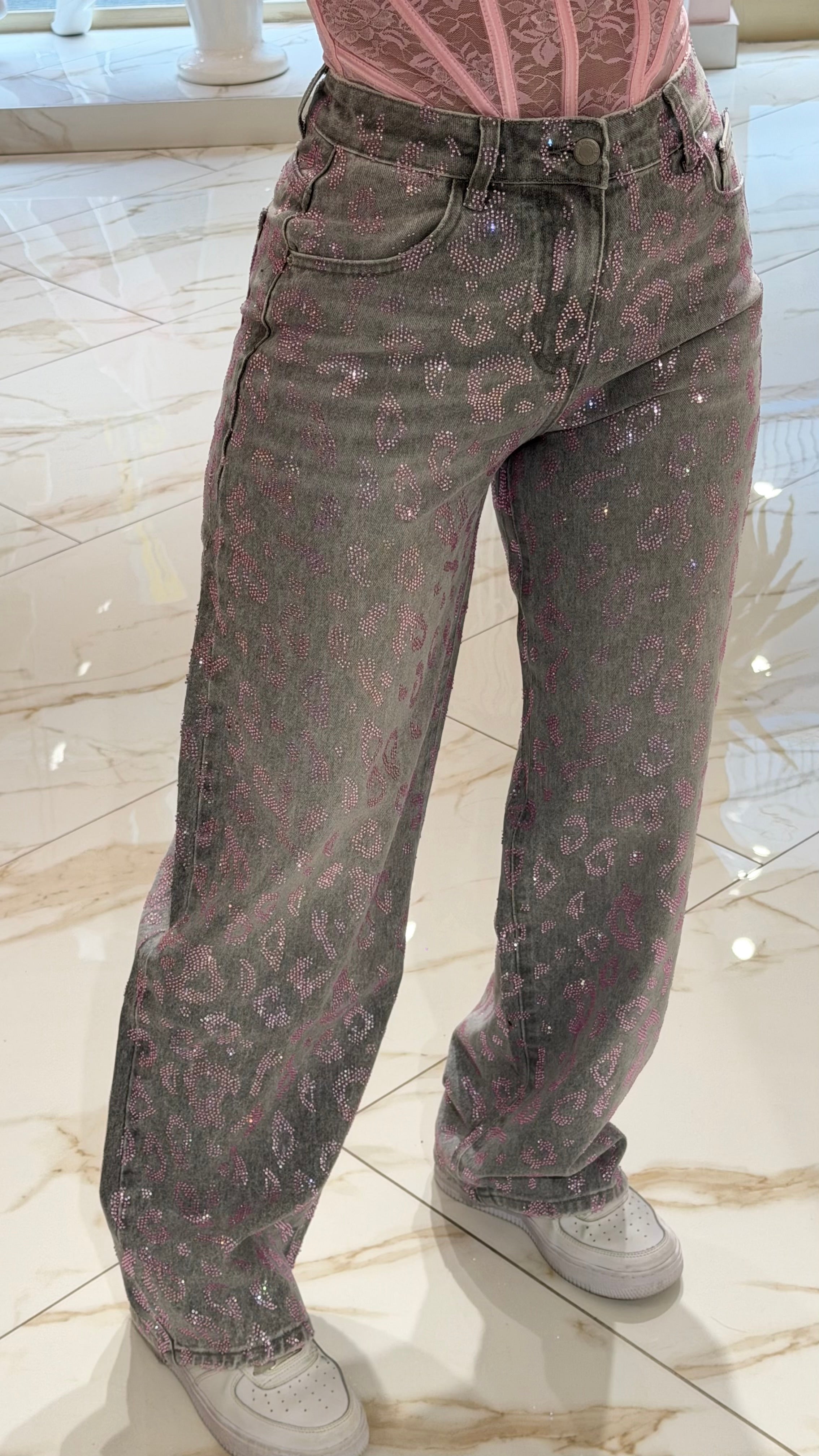 Jeans Balloon Pink Animalier