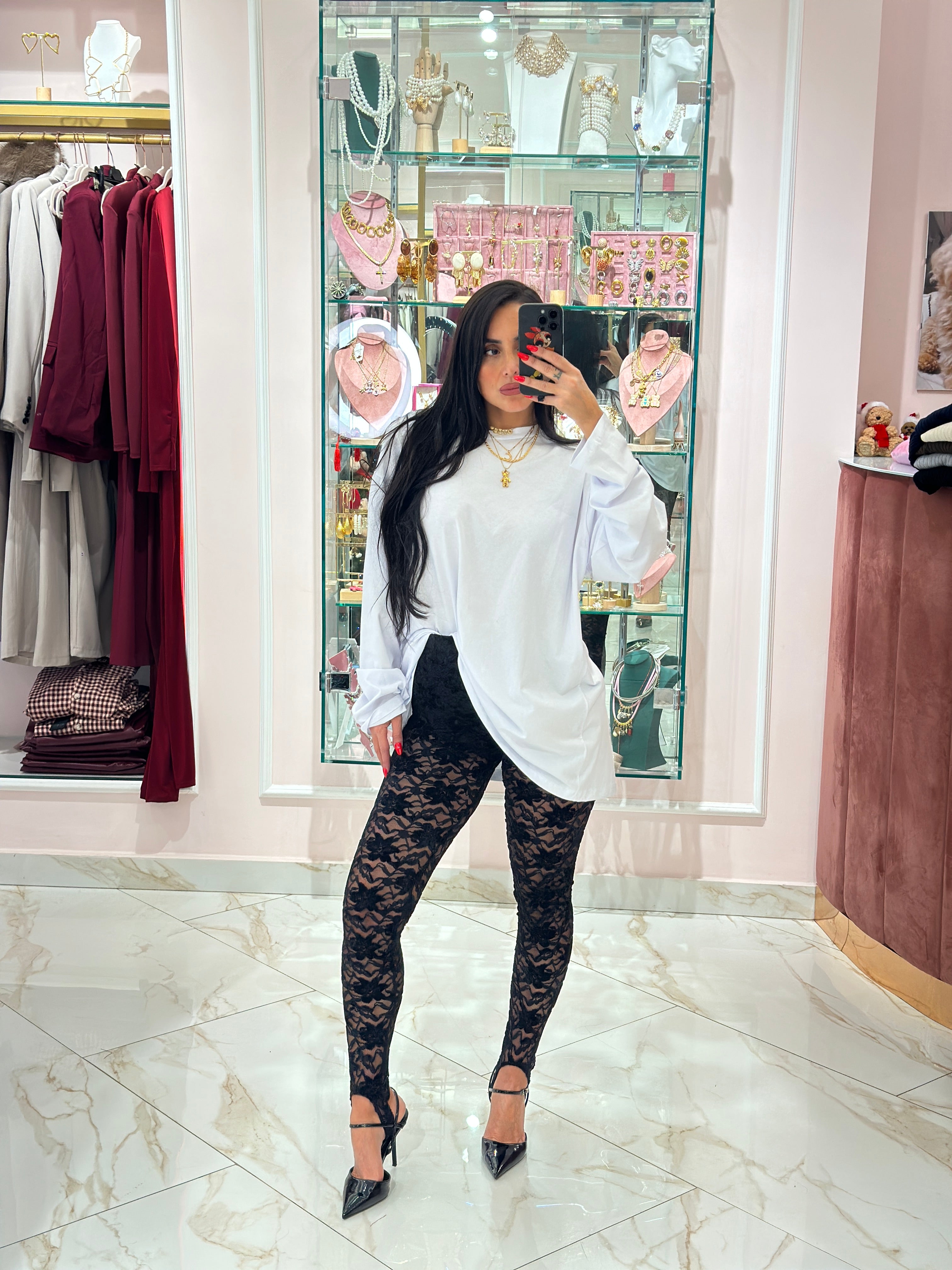 Leggins Ghette con Ricami in Velluto