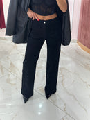 Jeans Palazzo Nero Con taschini