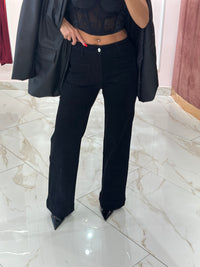 Jeans Palazzo Nero Con taschini