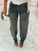 Jeans Balloon Strass Sabbiato