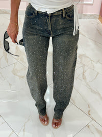 Jeans Balloon Strass Sabbiato