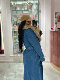 Cappotto Denim con Pelliccia
