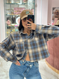 Camicia Crop Quadri con Spalline