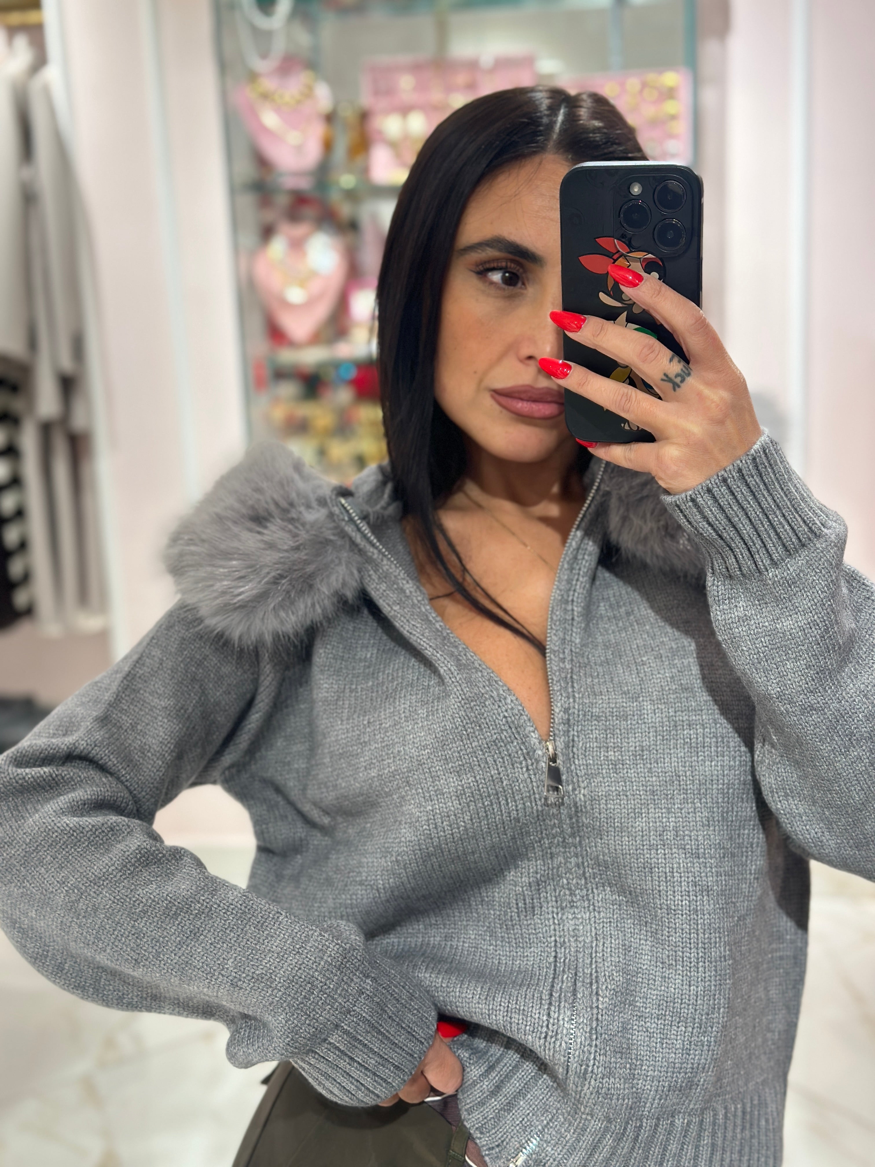 Cardigan Zip e Cappuccio