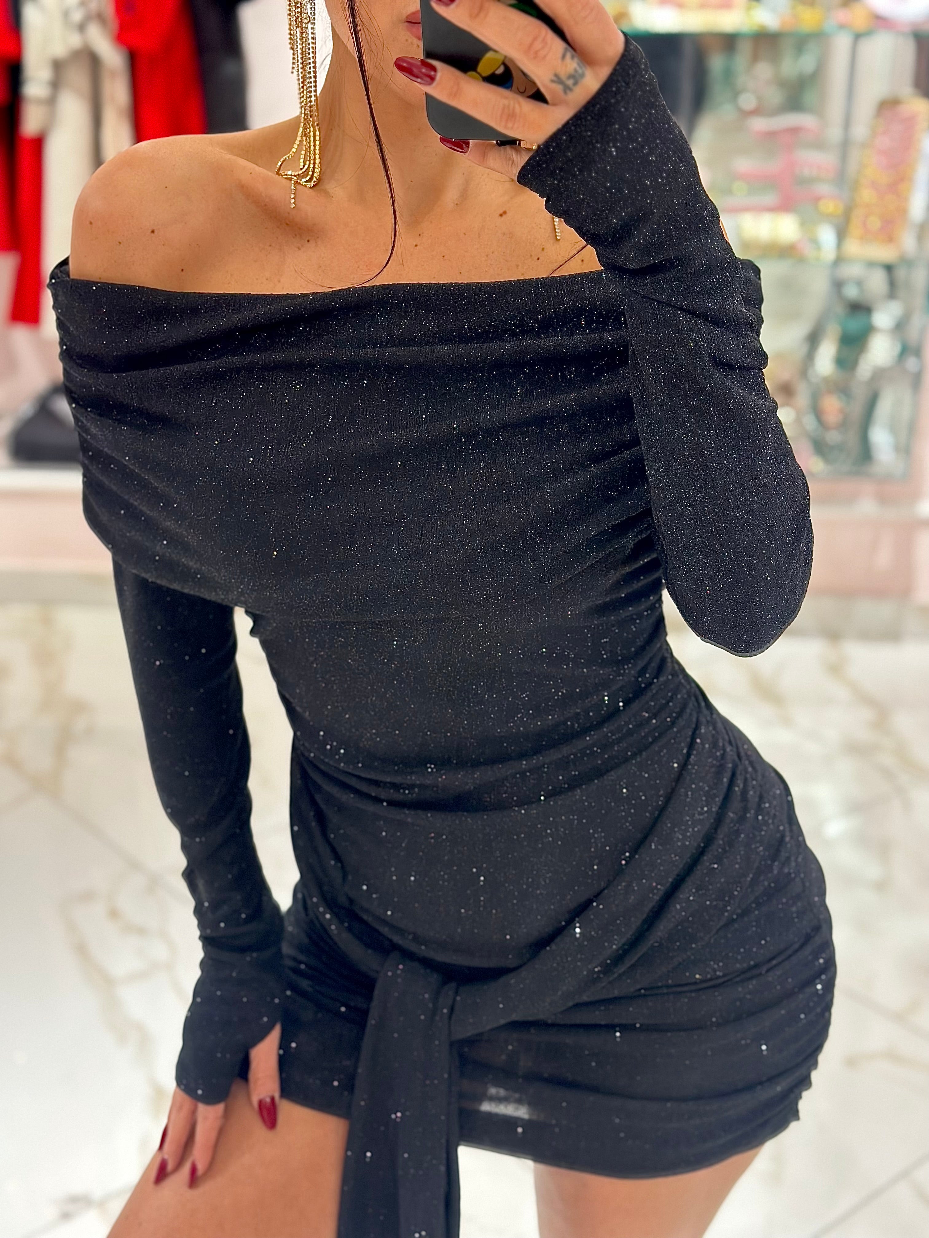 Abito Lurex Scollo a Barca