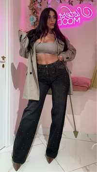 Jeans Strass Nero e Oro
