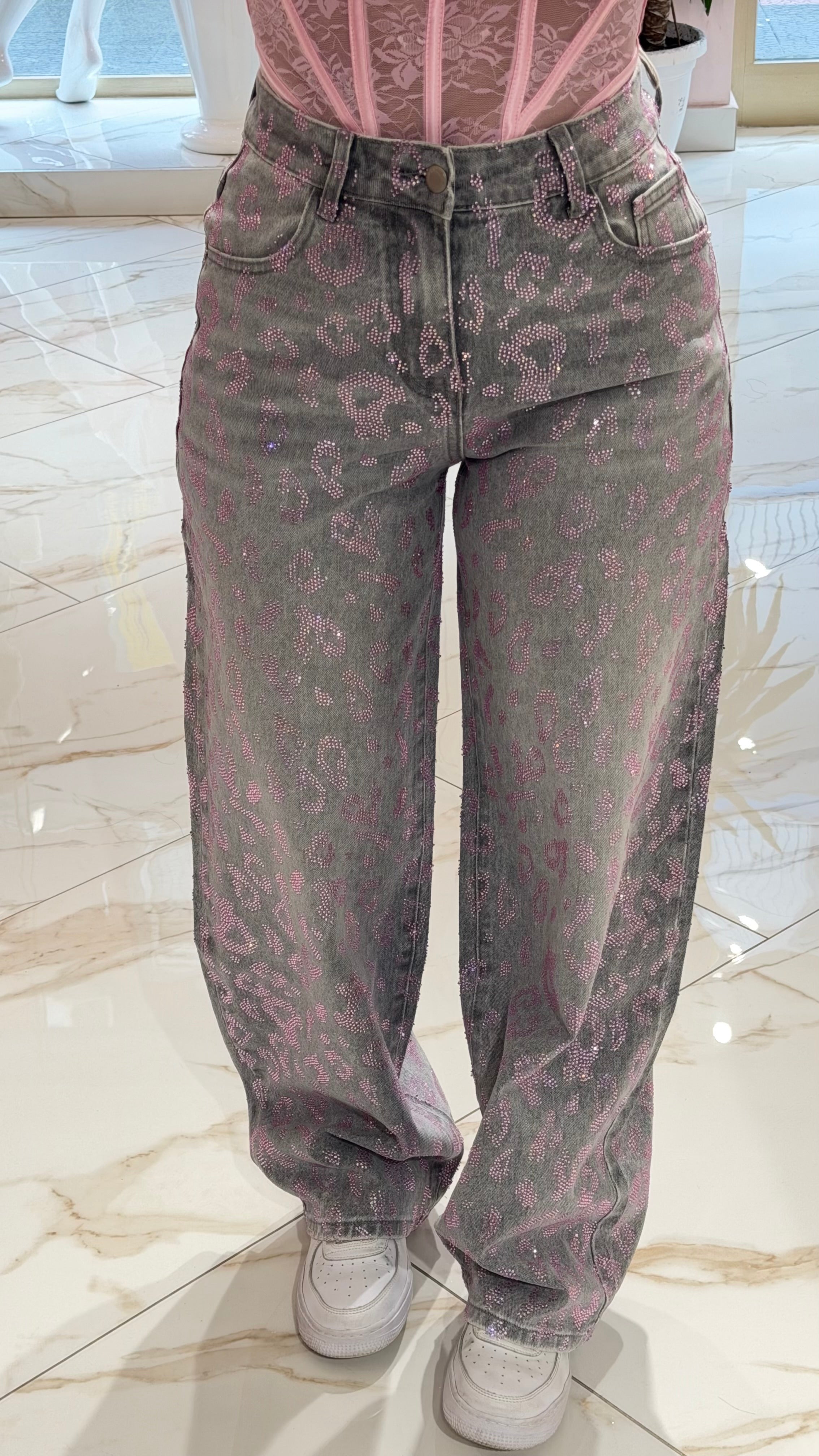 Jeans Balloon Pink Animalier