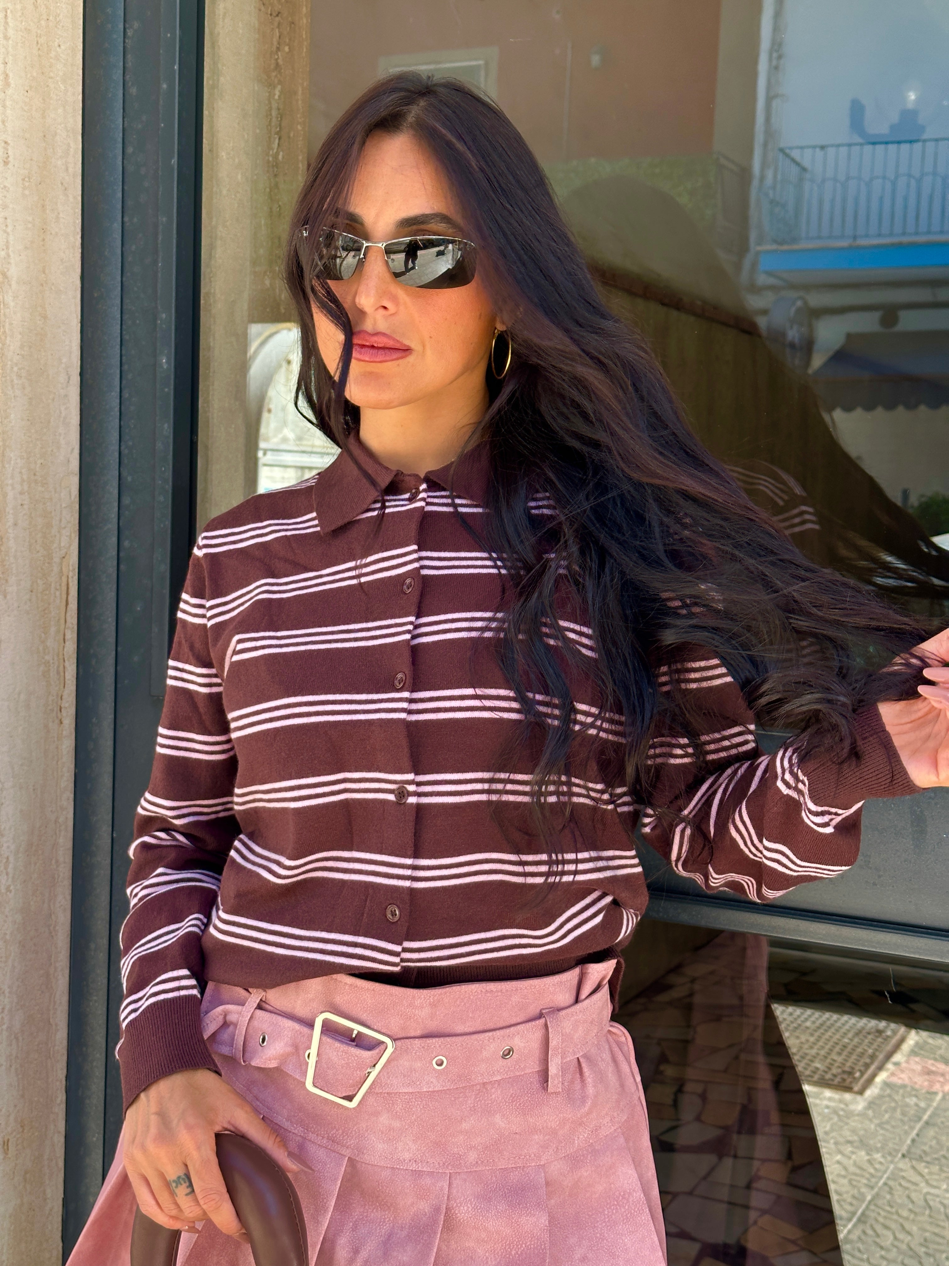 Maglioncino Righe Pink Brown