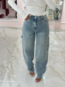 Jeans Chiaro Baggy Strass
