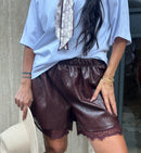 Shorts Ecopelle con Ricami