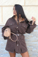 Abito Camicia Denim Con Cintura