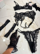 Completo Lunatica Con Guanti Reggicalze Giarrettiere