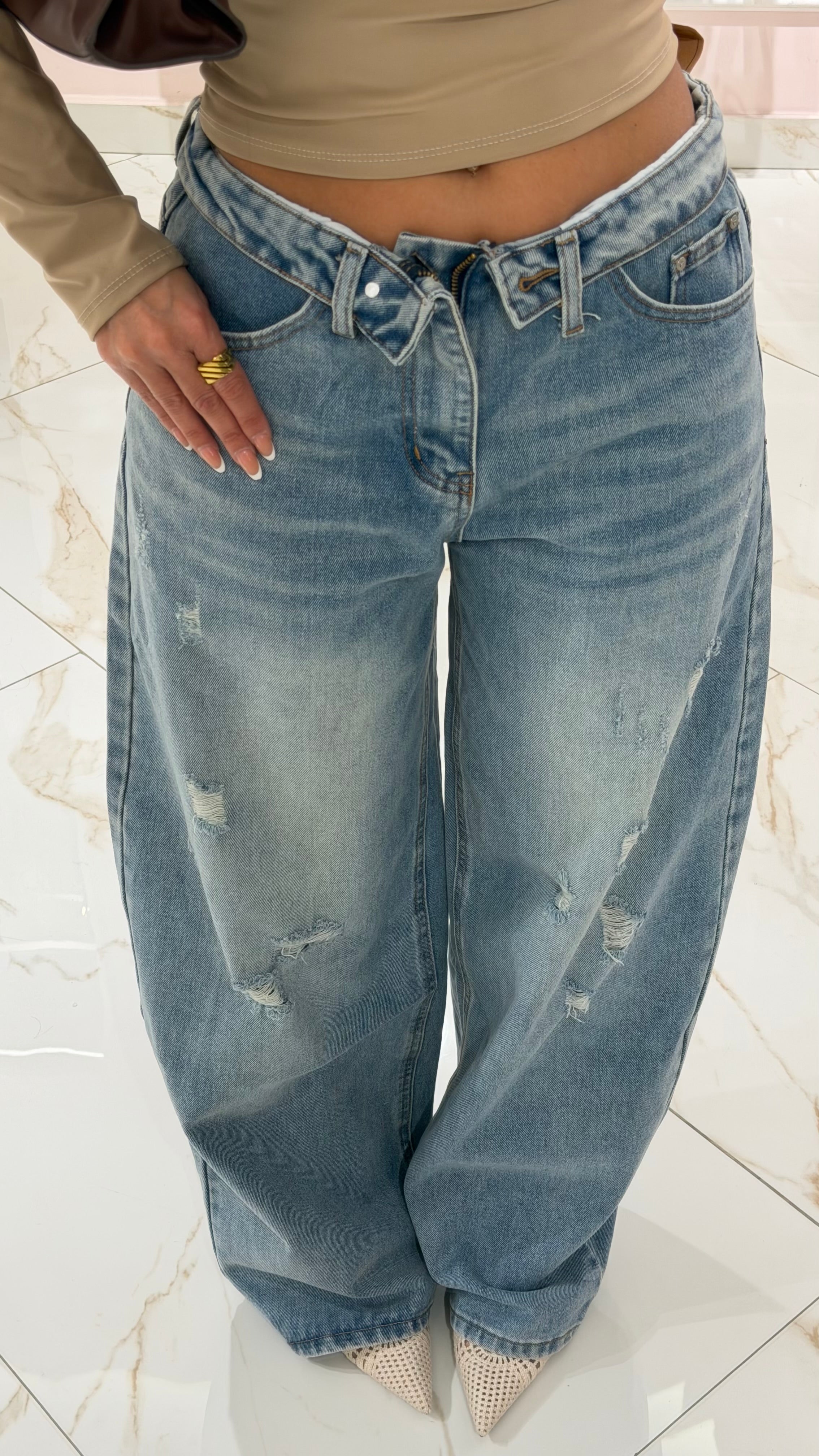 Jeans Balloon Virginia con Bustino risvolto