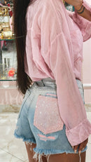 Shorts Zeudi Tasca Strass Rosa