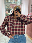 Camicia Crop Quadri con Spalline