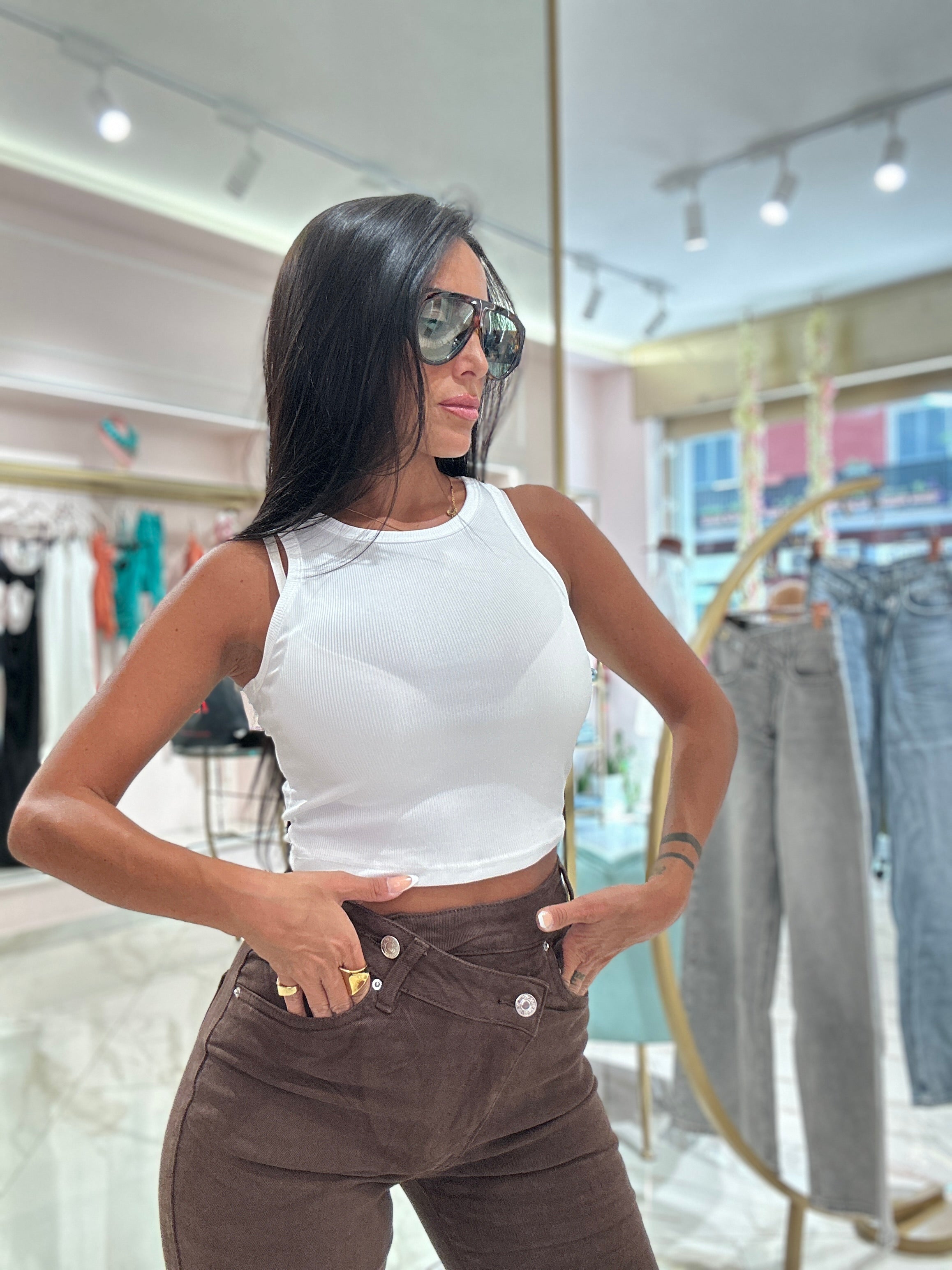 Jeans Dritti Bustino Incrocio