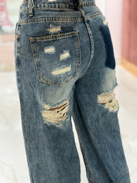 Jeans Wide Leg Strappi sul Retro