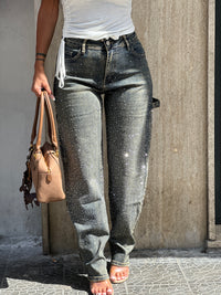 Jeans Balloon Strass Sabbiato