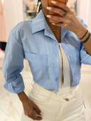 Camicia Crop con Lacci Retro
